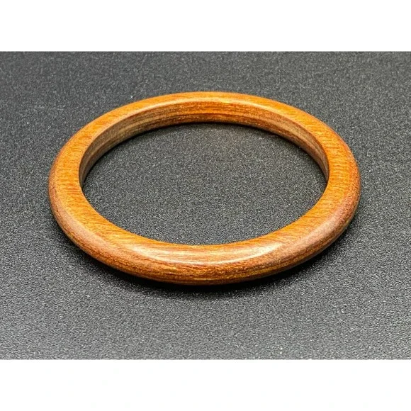 Vintage Smooth Wood Bangle Bracelet #2 - Picture 2 of 3